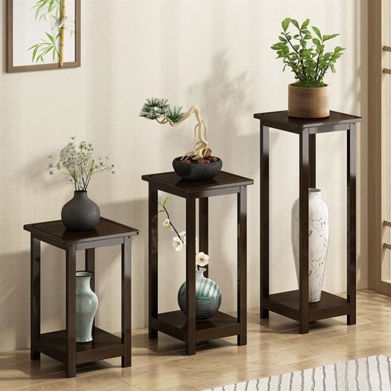 客厅电视柜两边摆设花架实木中式花台阳I台家用落地式室内置物架