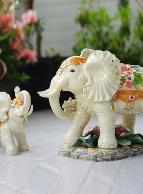 陶瓷大象工艺品客厅书房玄关摆件家居饰品摆设R大号小号送礼佳选