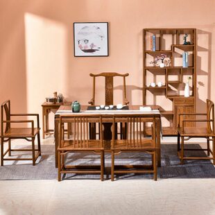 鸡翅木茶桌椅组合实木仿古功夫茶几阳台小户型红木新中式禅意茶台