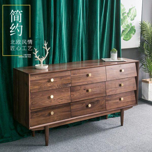 北欧实木九斗柜卧室多功能收纳柜客厅储物柜餐边柜现代简约电视柜