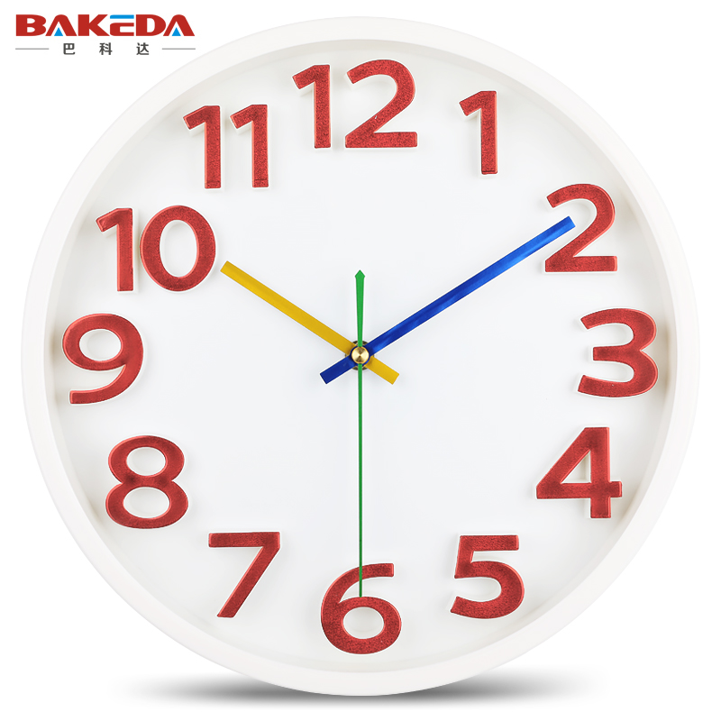 巴科达静音钟表立体创意挂钟w客厅挂表石英钟现代家庭时尚简约时