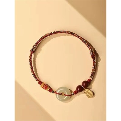 普陀山和田玉平安扣手链红绳男生女款F上岸龙蛇年本命年属龙转运