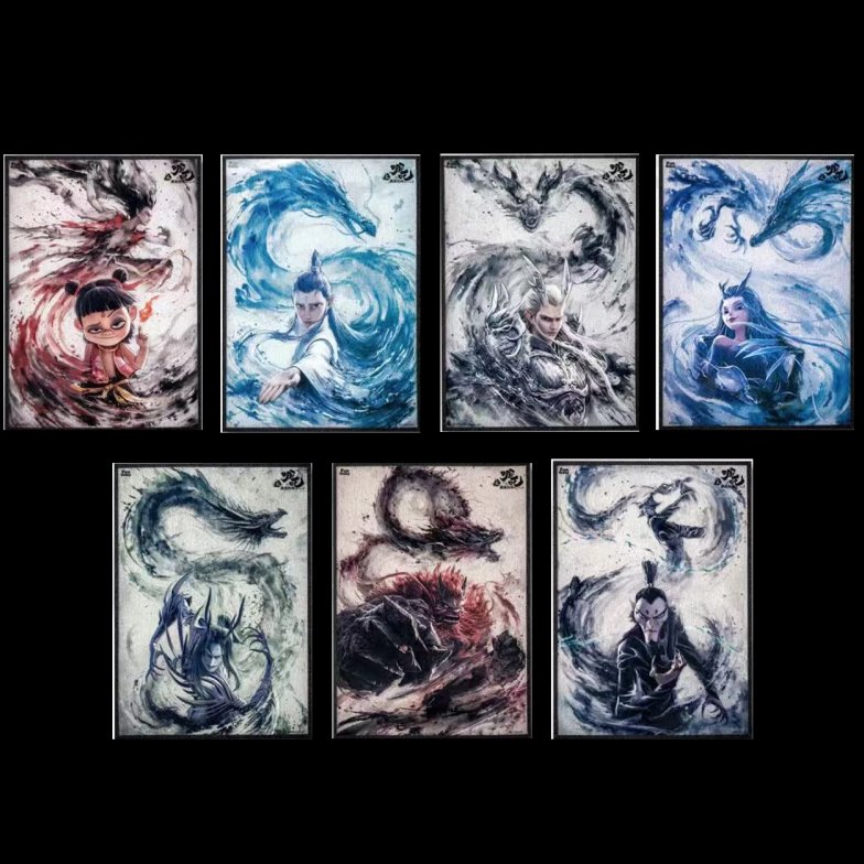 哔哩哔哩 FUNCRAZY 电影【哪吒之魔童闹海】 水墨角色亚克力色纸 - 实物图