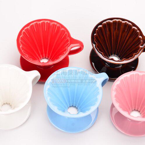 Tiamo 花瓣V型滤杯 V01陶瓷咖啡滤器 V60手冲杯：送滤纸量勺