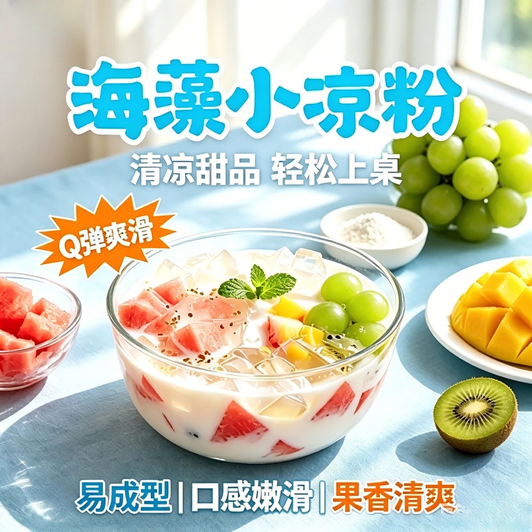 【Q弹爽滑】海藻小凉粉儿童果冻DIY冰粉夏日小甜品健康美味-C
