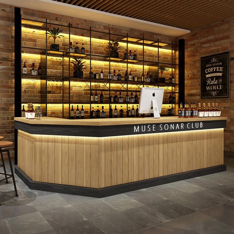 酒吧柜台餐厅台接待奶茶音乐l收银饭店茶饭转角收银台前台桌吧台