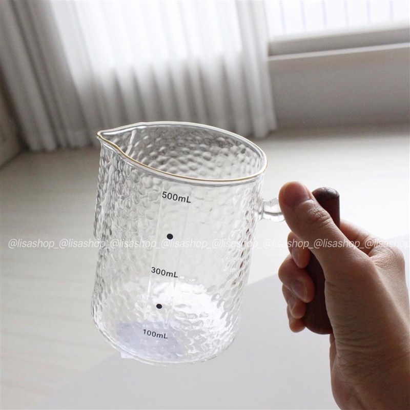 lisashop 玻璃拉花杯 耐高温咖啡壶配套器具手冲刻度分享杯 新品