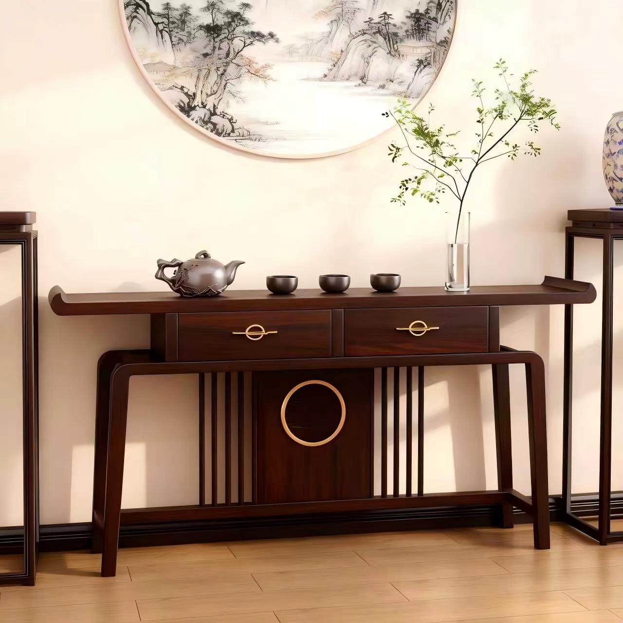新中式实木玄关桌胡桃木色走廊玄关柜靠墙客厅案几供桌禅意玄关台,住宅家具,玄关台,淘宝优惠券,粉丝福利购,淘宝优惠卷