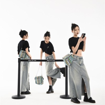 HIDDENNOTES/ 趣味骰子  撞色格子方块包 含S两条肩带(可单肩斜挎