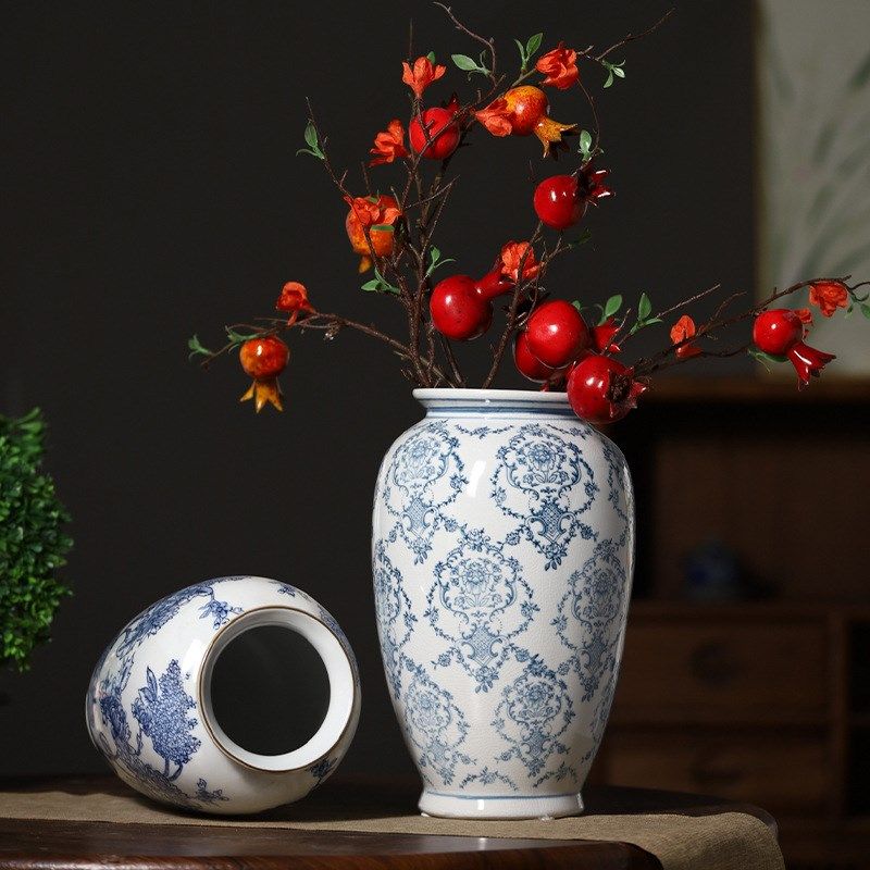 新中式青花瓷陶瓷花瓶复A古插花艺术花器民宿装饰摆件,特色手工艺,其他特色工艺品,淘宝优惠券,粉丝福利购,淘宝优惠卷
