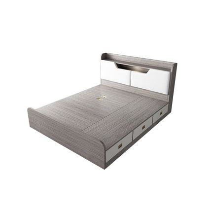 实木1.5米双人多功能床柜一v体板式床空间利用床榻榻米组合1.8储