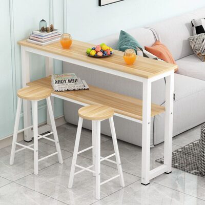 桌简约家用吧台桌双层高小长条桌桌子靠吧台高墙简易咖啡桌吧台桌