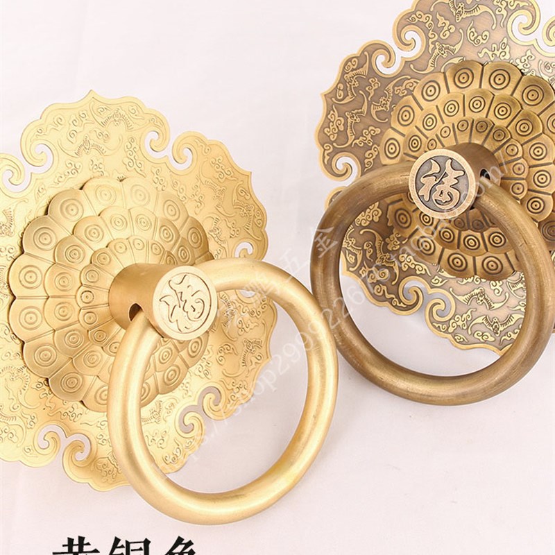 中式彷古加粗门环拉手大拉把z木门装饰拉手纯铜加厚如意大门把手