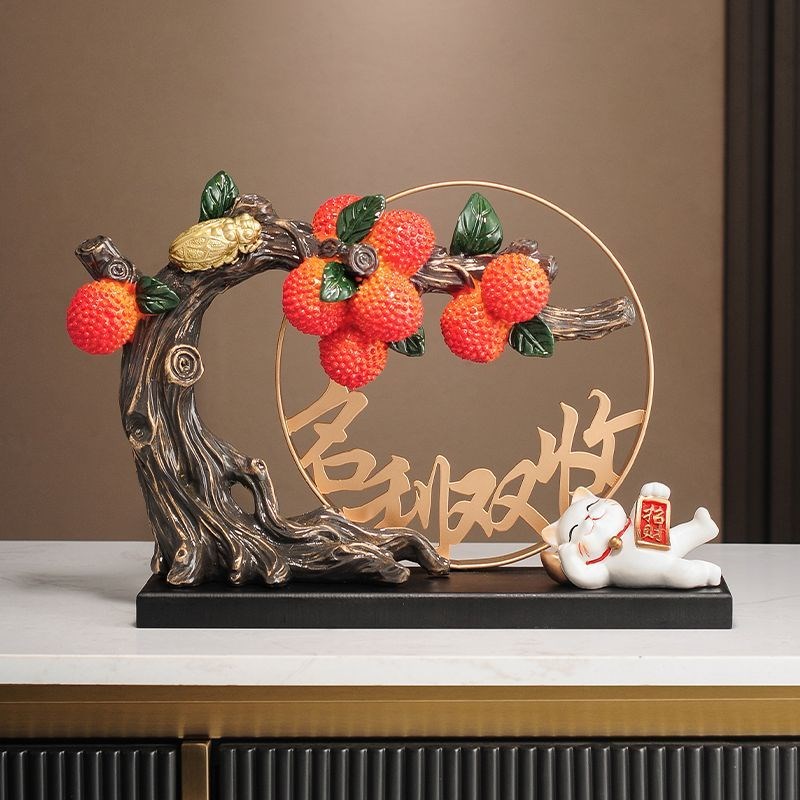 新中式名利双收摆件玄关书房办公室酒H柜电视柜装饰品乔迁开业礼