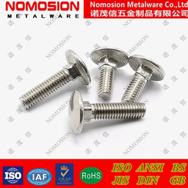 304不锈钢DIN6l03圆头马车螺栓方颈螺丝桥架货架大扁头螺丝M6M8M1