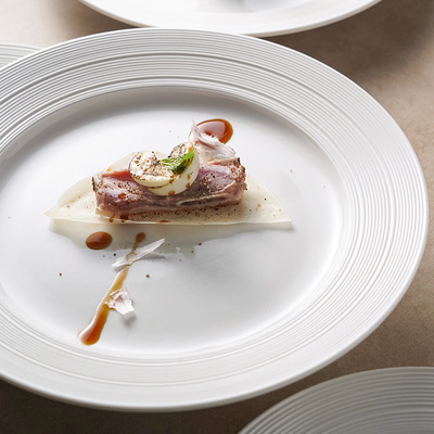 白色牛排餐盘家用菜盘圆形陶瓷盘子E意面盘轻奢西式餐具盘平盘碟