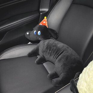 座垫玩偶男女汽车腰靠黑主副驾驶皮新后排头装饰摆件皮护腰枕狗