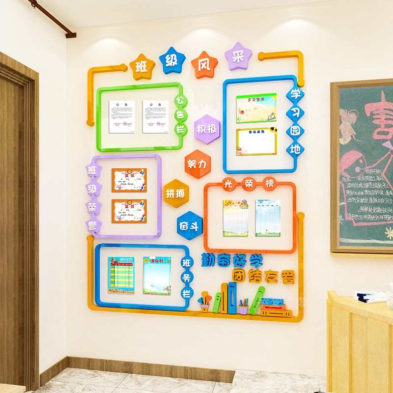 小学校班级文化建设教室墙面装饰学生G风采班务栏公告栏布置墙贴