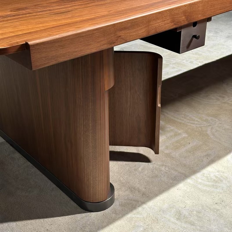 轻奢岩板胡桃木实木茶桌功夫大板禅意新中式简S约家用茶桌椅组合