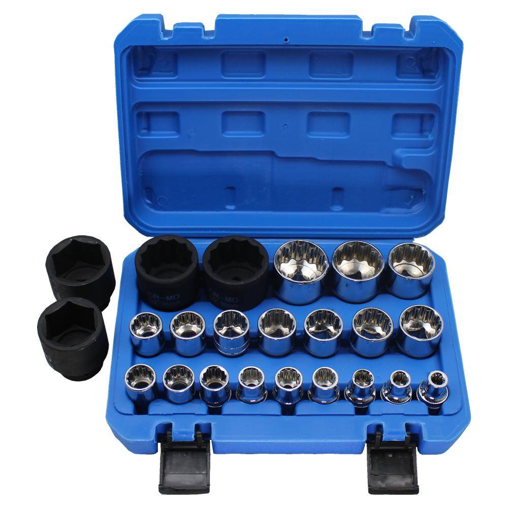 六角梅花套筒扳手套装修车工具大飞套头组套套装19件套21件套