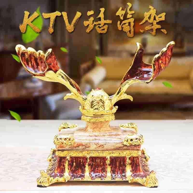 高档水晶话筒架子桌面ktv麦克风支架k歌无线咪底座夹台式立麦架