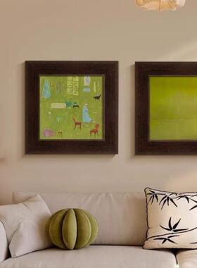 《绿野》法式中古风客厅装饰画复古绿色高级感卧室挂画小众壁画