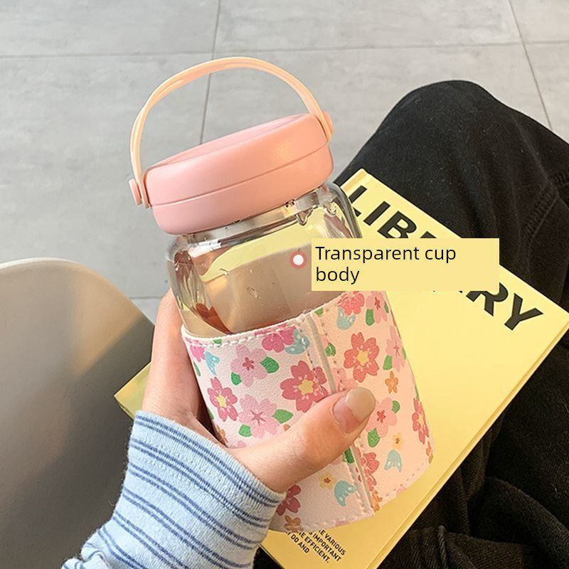 Gnmk美女玻璃水杯,高硼硅咖啡杯,新型早餐杯,办公专用杯