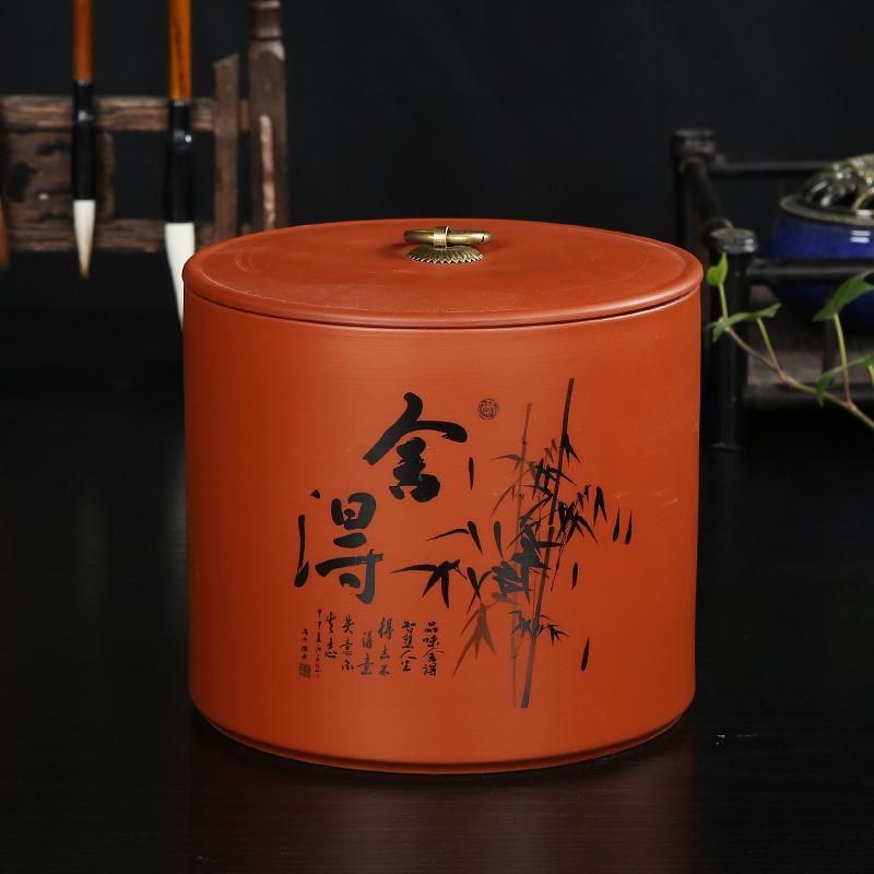 厂家直销大号红茶白茶糖果罐子红泥紫砂茶叶罐陶瓷密封储物罐茶盒
