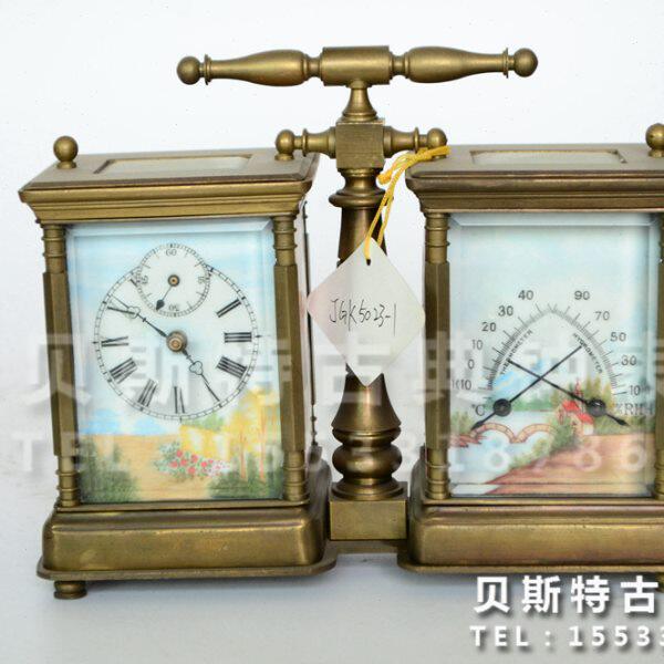 连体铸铜皮套钟表|古典机械座钟|家居装饰古玩收藏|仿古董上弦钟
