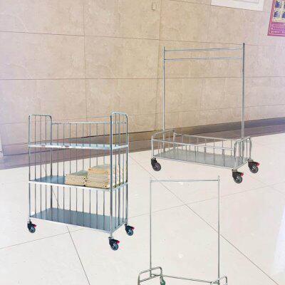 南方不锈钢送衣车多功能手推车酒店客房洗衣房毛巾车落地式挂衣架