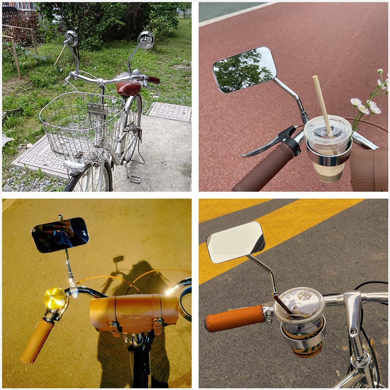 复古通用自行车电动车单车反光镜摩托车改装通用金属后视镜倒车镜