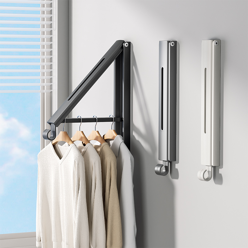 隐形晾衣架免打孔伸缩晾衣杆折叠壁挂式阳台晾衣架室内晾晒被神器