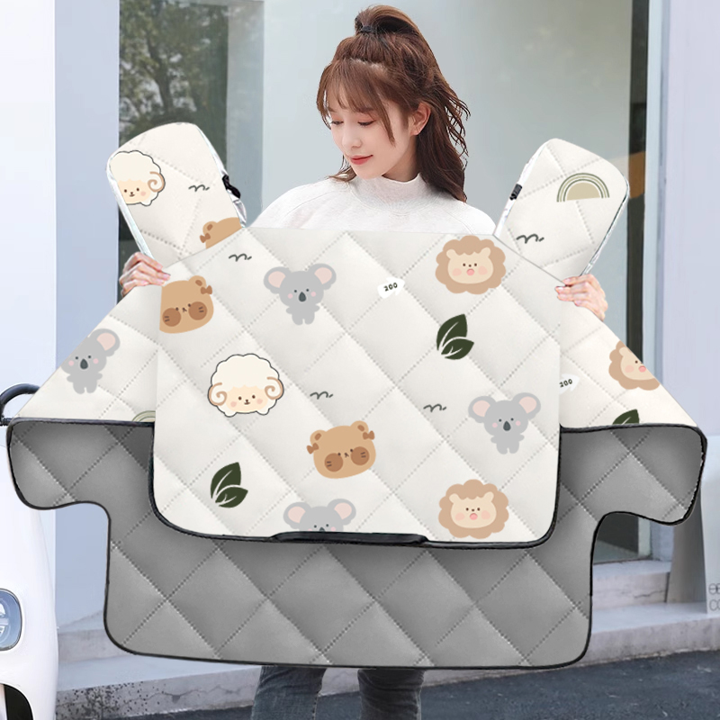 电动车挡风被四季通用双面防水中厚春秋冬季电瓶摩托车风挡防风罩