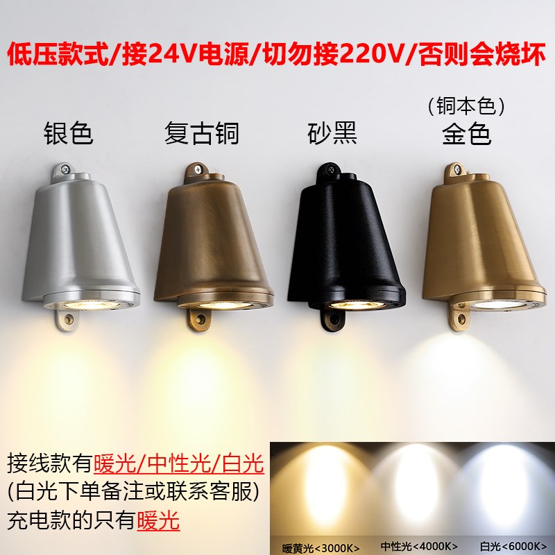 24V低压户外防水LED壁灯工业风铸铝店门口招牌射灯走廊阳台洗墙灯