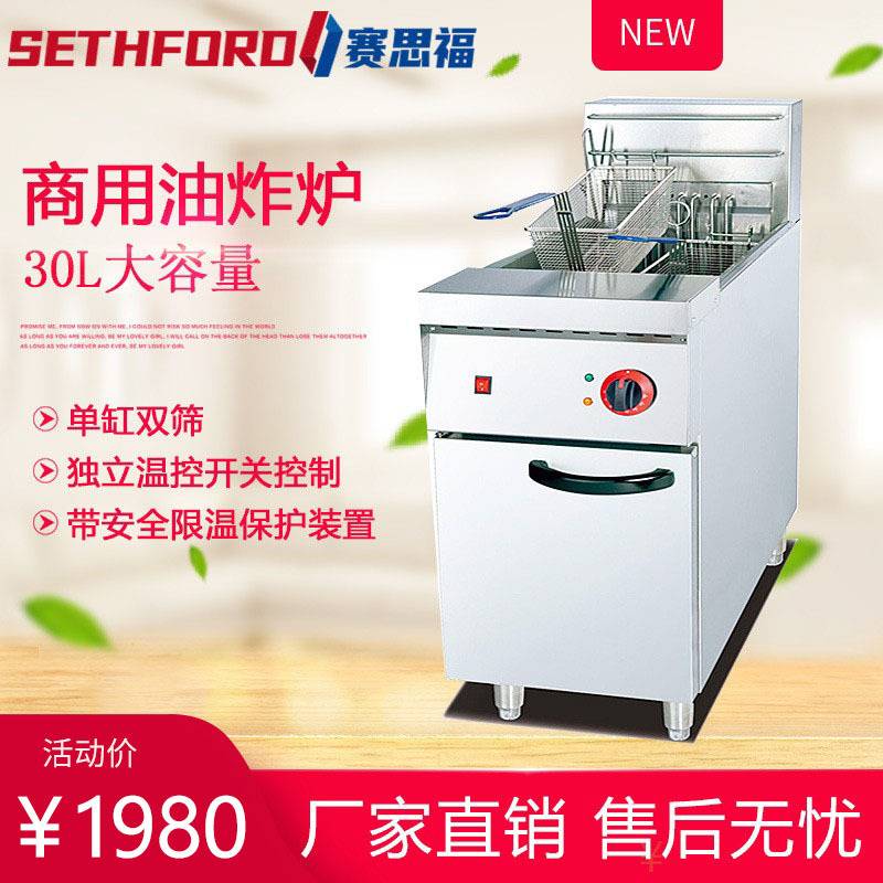DF-26立式单缸双筛电炸炉商用双缸油炸锅控温炸薯条炸鸡炉炸串机