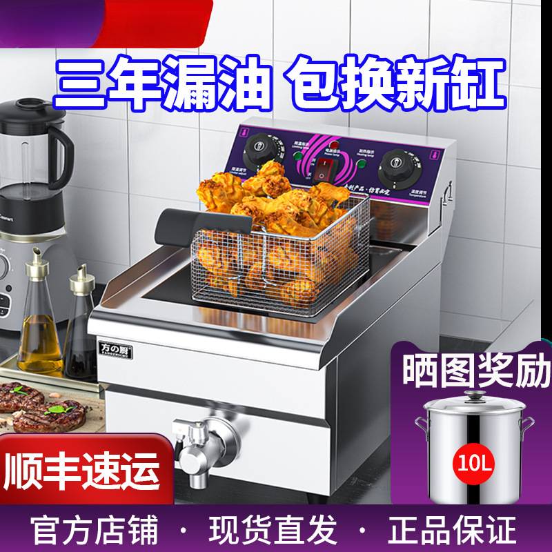 方厨电炸炉油炸锅商用摆摊专用燃气双缸炸锅炸炉自动恒温油炸机