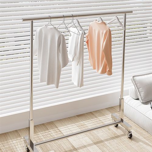 服装店展示架落地正挂专用移动落地式衣架挂式不锈钢带轮子陈列架