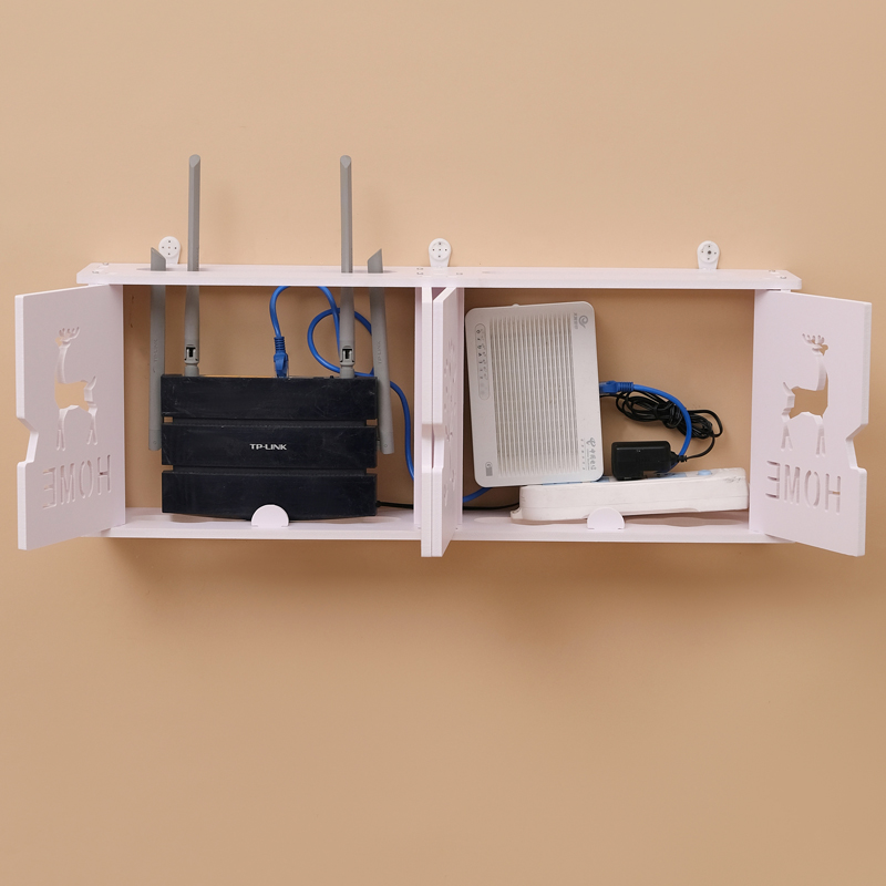路由器插排收纳盒光猫壁挂墙上免打孔桌面无线wifi机顶盒放置物架