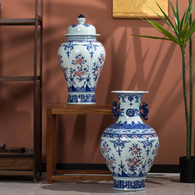 高档仿古陶瓷花瓶青花釉里红陶瓷花瓶装饰摆件轻奢中式陶瓷花瓶,纺织面料/辅料/配套,纺织机械配件,淘宝优惠券,粉丝福利购,淘宝优惠卷