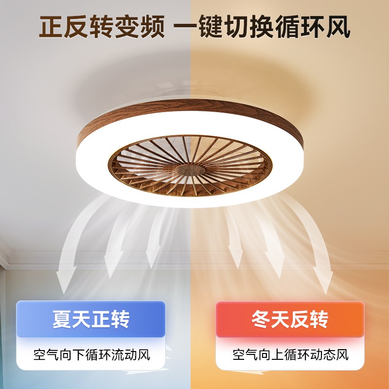 箭牌超薄胡桃木色卧室风扇灯中古风风扇吸顶灯护眼2025新型风扇灯