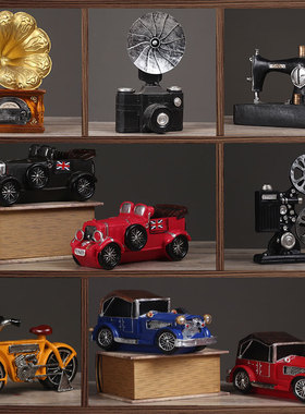 复古工业风电话机模型奶茶店餐饮店橱窗摆件电视柜酒柜座钟装饰品