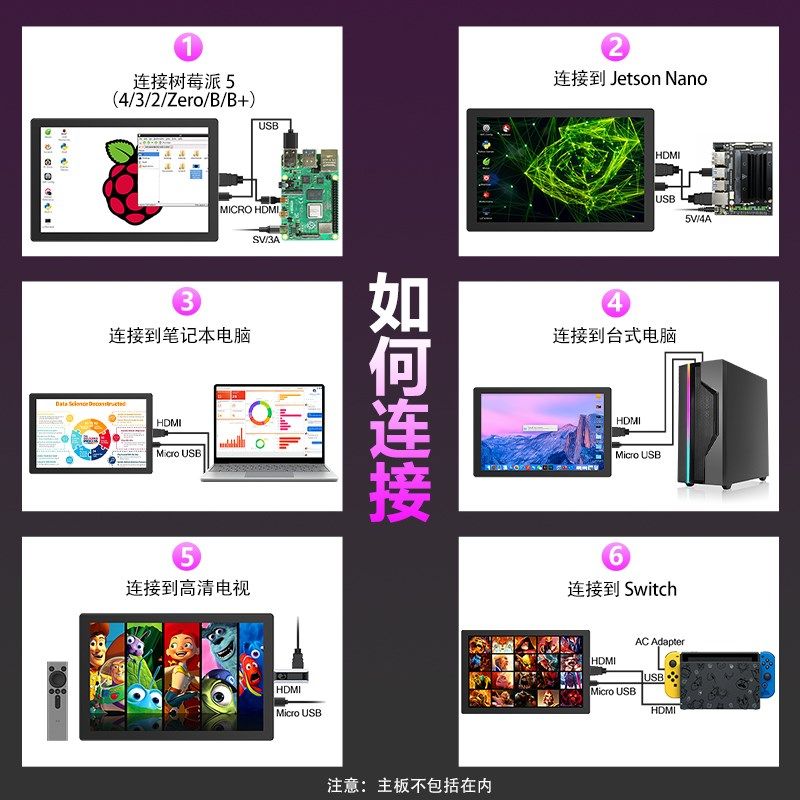 树莓派显示器10.1寸便携显示器HDMI高清IPS屏幕电脑触摸屏副屏