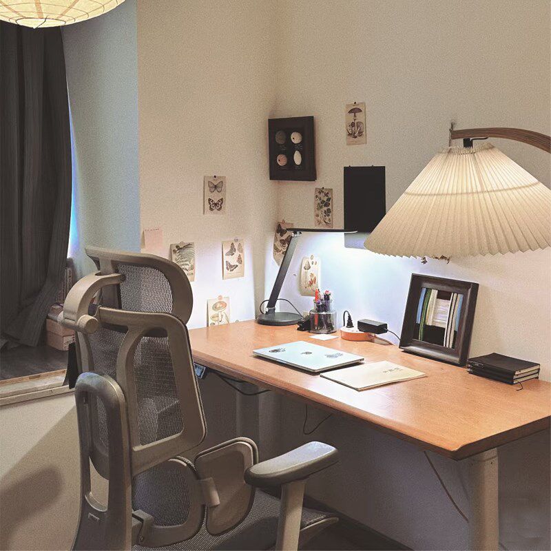 樱桃木实木电动升降桌家用办公电脑桌子站立工作台儿童学习桌定制