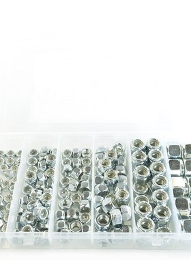 150pcs 环保蓝白锌碳钢Q195  ANSI/ASM厚型六角尼龙锁紧螺母套装