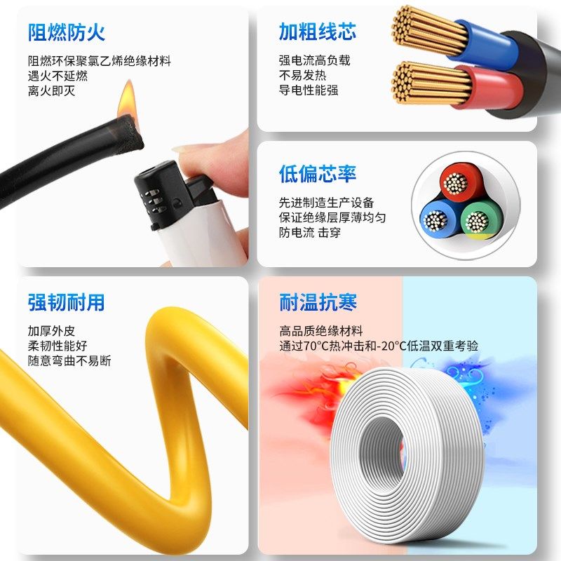 国标家用RVV电缆线2芯3芯4芯1.52.546平方户外护套电线软线防水