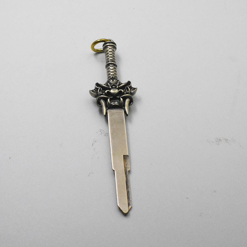 摩托车钥匙手柄改装奔达灰石黑旗燎钥匙胚纯铜机械钥匙手柄替换头