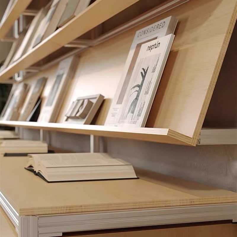 桦木海洋板铝型材中岛台展示架多层收纳架文件抽屉展览书架陈列架