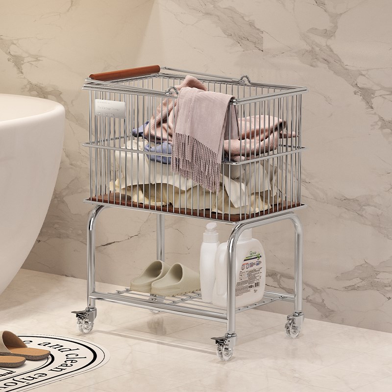 卫生间小推车置物架家用大容量脏衣篮G收纳筐落地式浴室移动脏衣