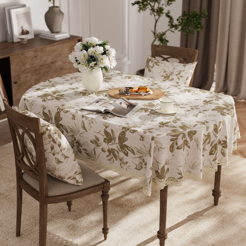 长椭圆形桌布布艺棉麻北欧古典椭圆桌轻奢风餐桌布高级Z感茶几台