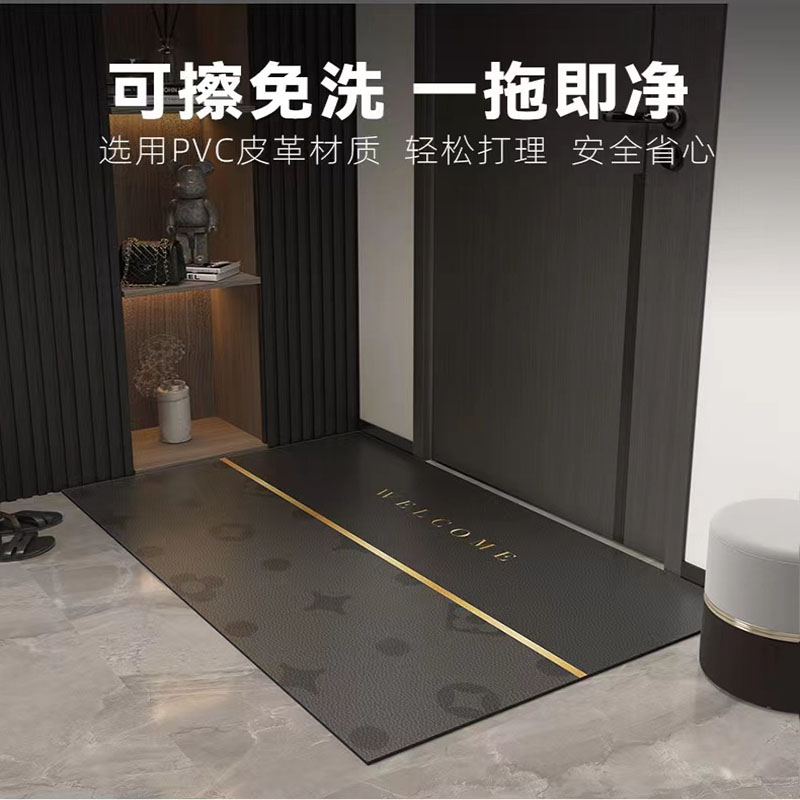 轻奢经典风皮革入户地垫高u级感玄关进门防水防滑耐脏可擦免洗门